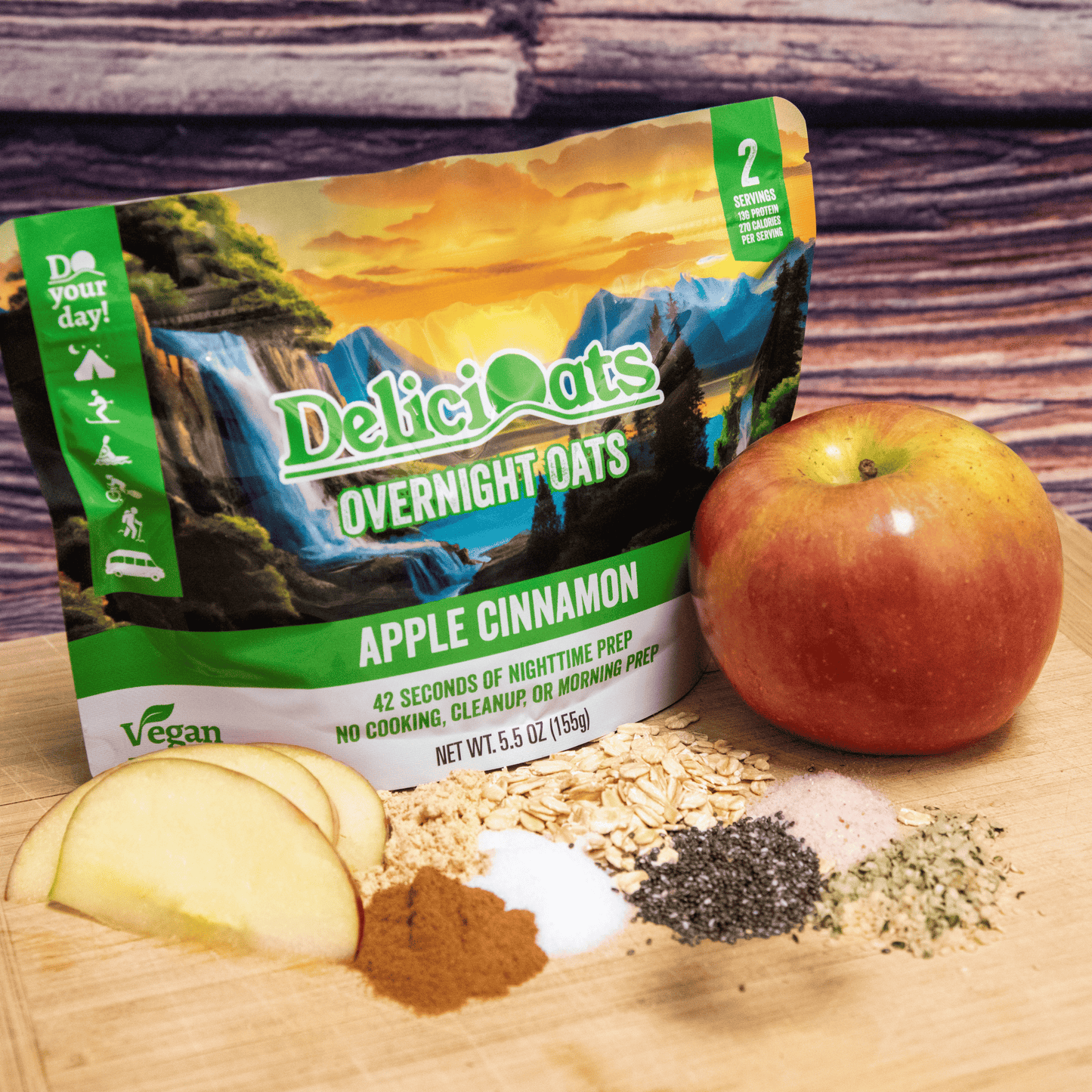 DeliciOats Food Items 3x Apple Cinnamon & 3x Red Raspberry