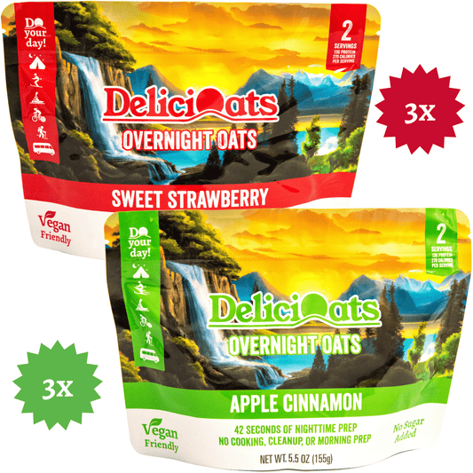 DeliciOats Food Items 3x Apple Cinnamon & 3x Sweet Strawberry