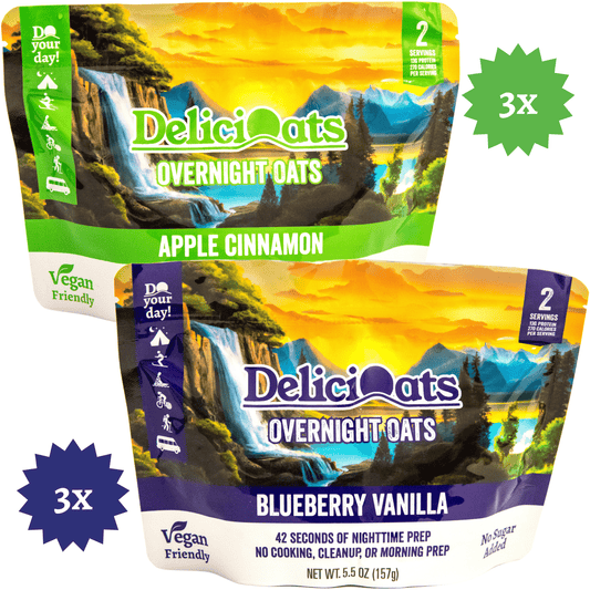 DeliciOats Food Items 3x Blueberry Vanilla & 3x Apple Cinnamon