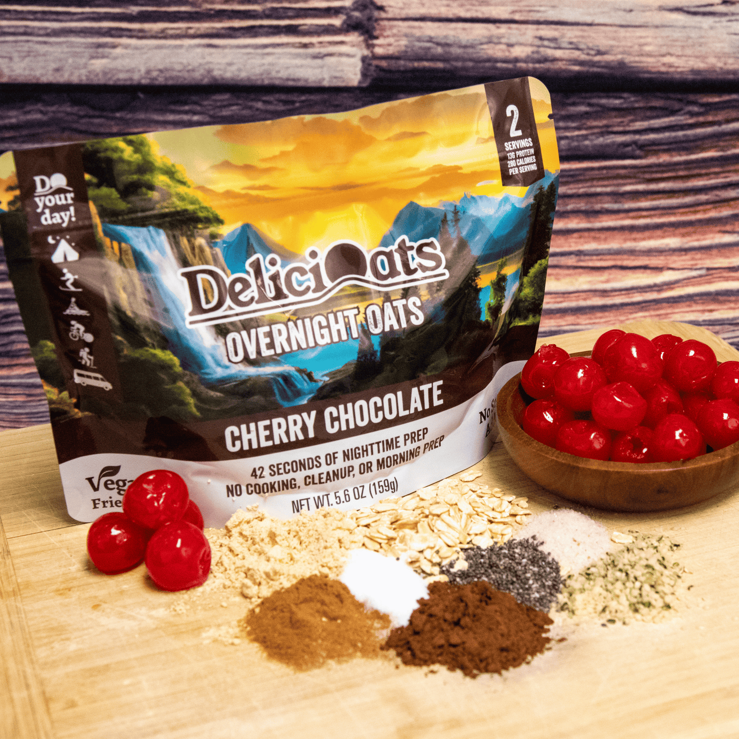 DeliciOats Food Items 3x Cherry Chocolate & 3x Apple Cinnamon