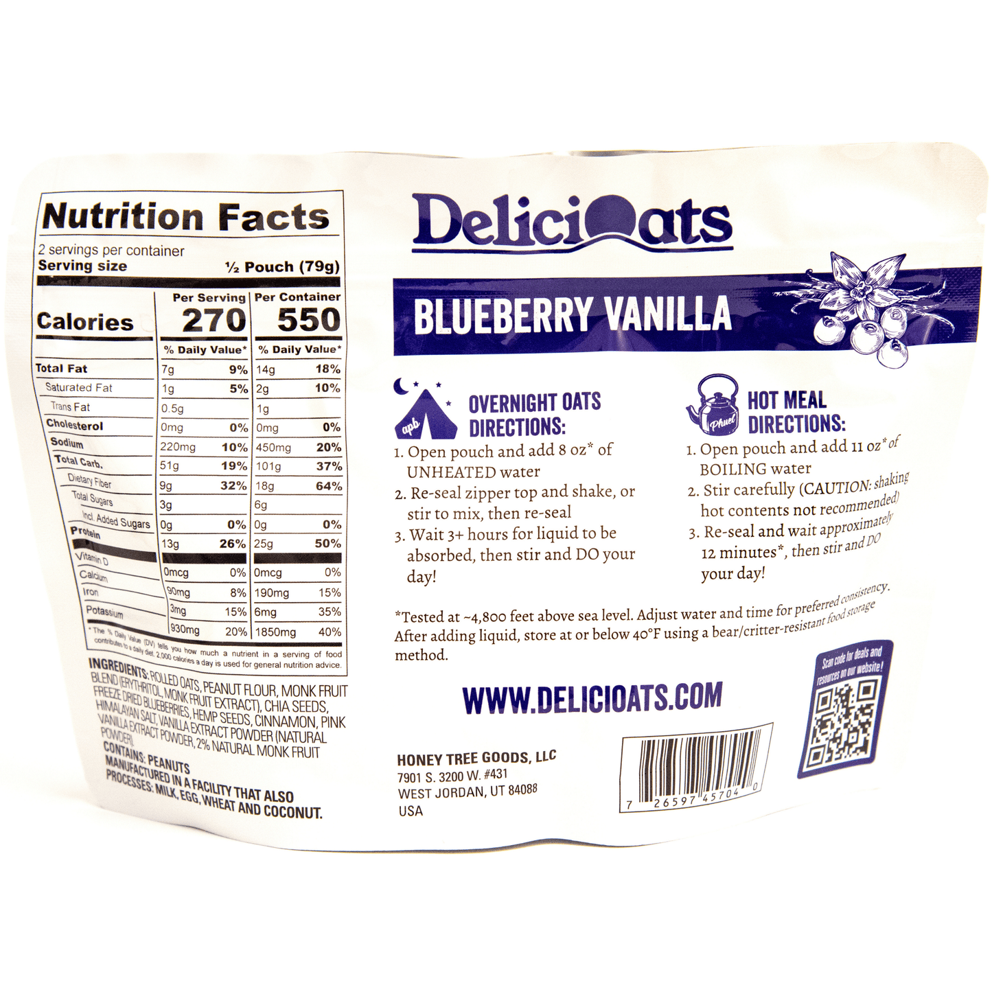 DeliciOats Food Items 3x Red Raspberry & 3x Blueberry Vanilla