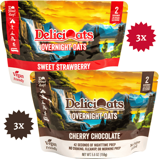 DeliciOats Food Items 3x Sweet Strawberry & 3x Cherry Chocolate