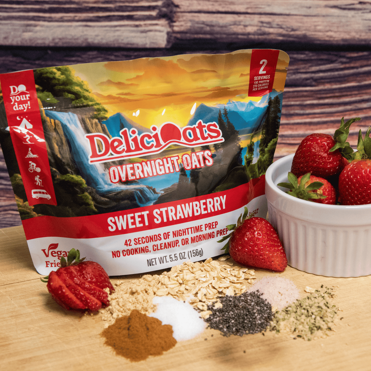 DeliciOats Food Items 3x Sweet Strawberry & 3x Red Raspberry