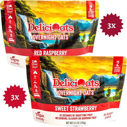 DeliciOats Food Items 3x Sweet Strawberry & 3x Red Raspberry