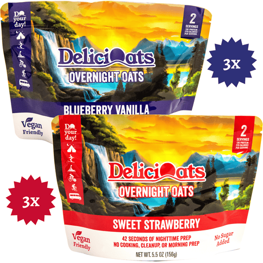 DeliciOats Food Items 3x Blueberry Vanilla & 3x Sweet Strawberry