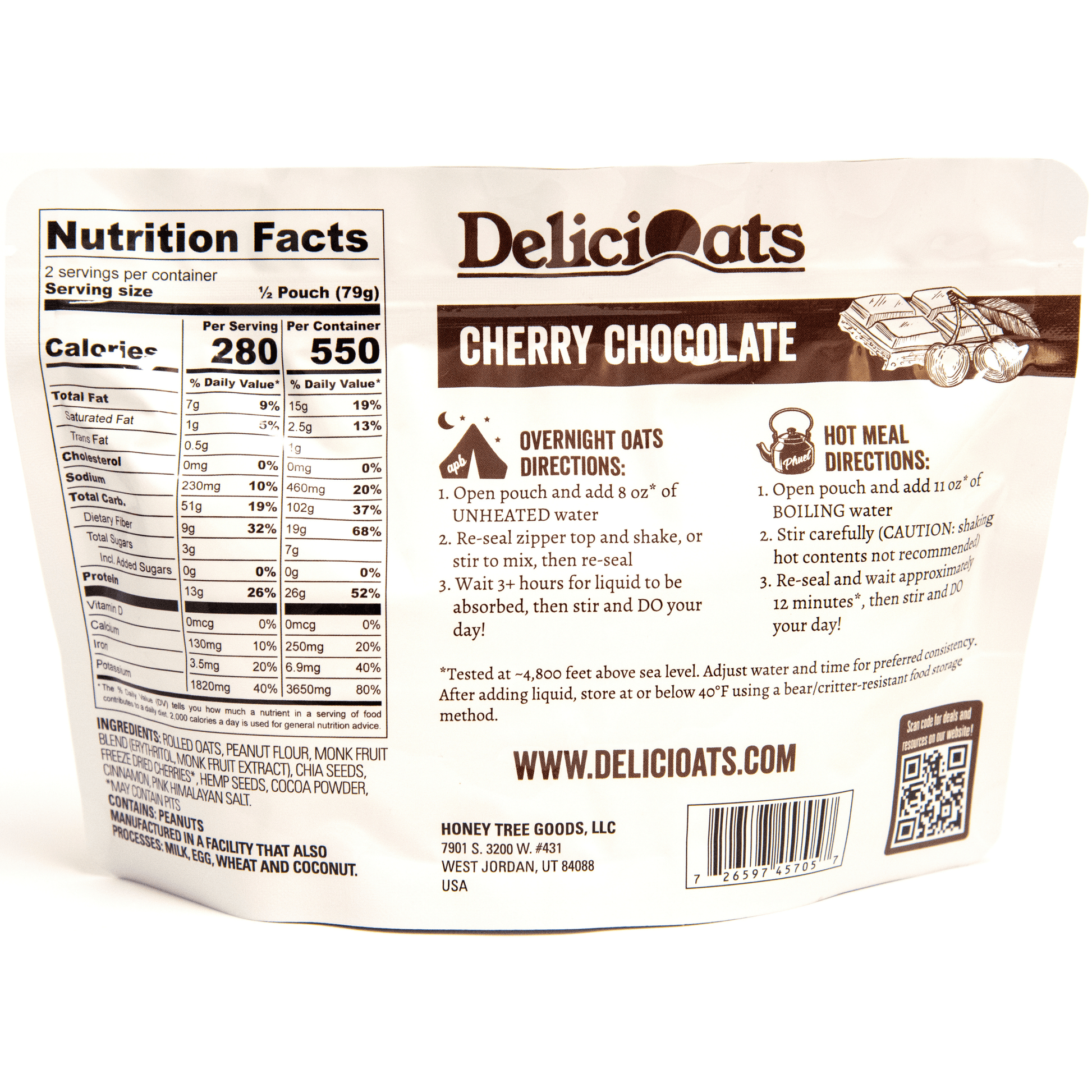 DeliciOats Food Items 3x Cherry Chocolate & 3x Blueberry Vanilla